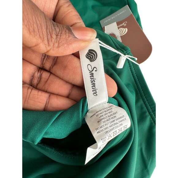 Smismivo Womens Teal One-Piece Swimsuit With Ruched Sides Back Zipper Modest NWT - Picture 5 of 10